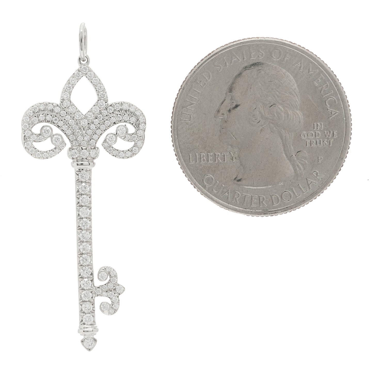 Platinum Diamond .37ct Fleur De Lis Key Pendant