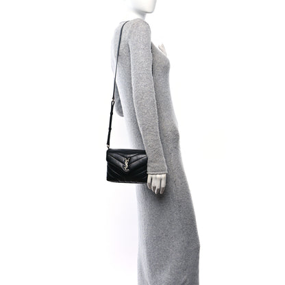 Saint Laurent Calfskin Y Quilted Monogram Toy Loulou Crossbody Bag Black 2 of 10