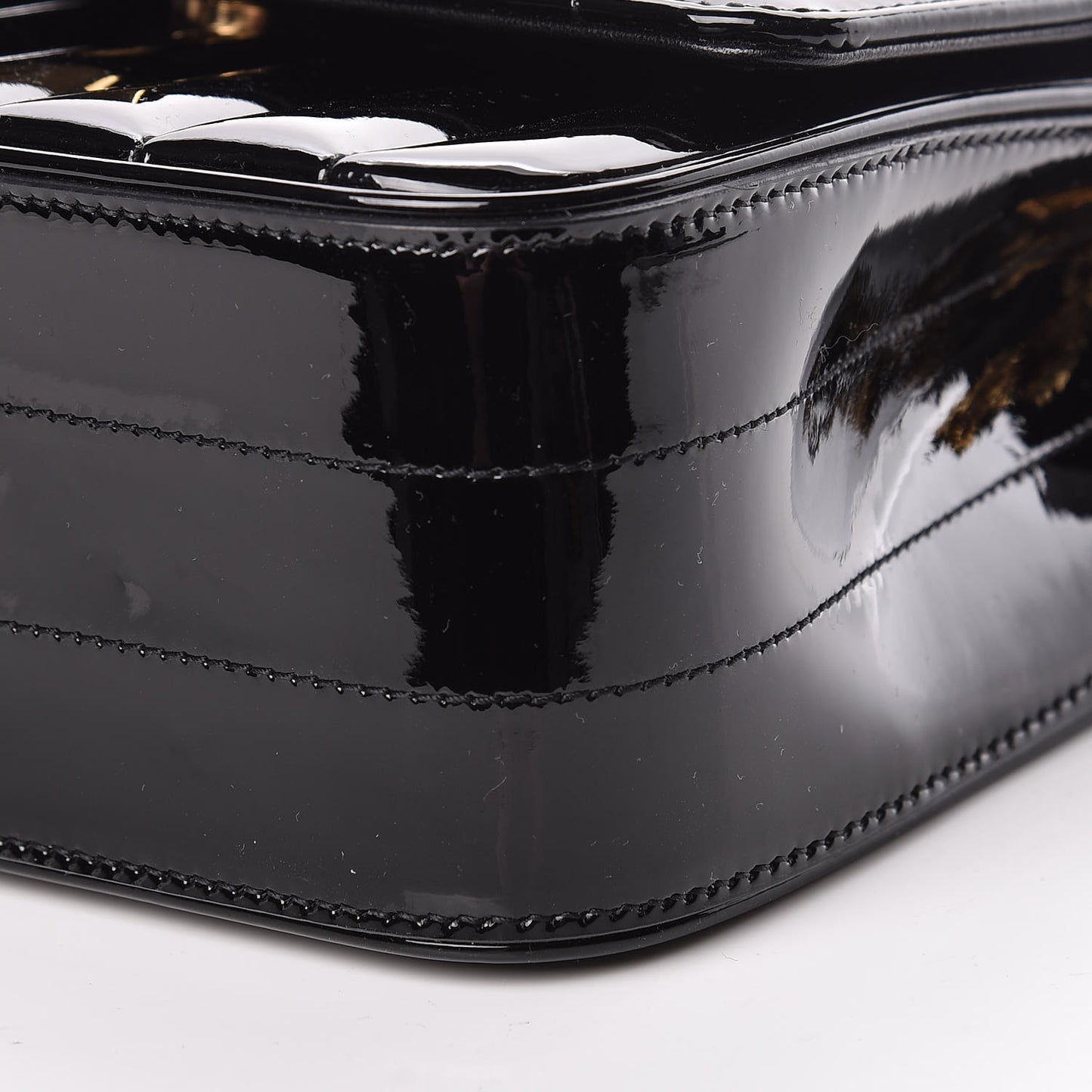 Patent Calfskin Matelasse Monogram Medium Vicky Chain Bag Black