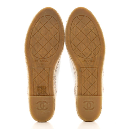 Chanel Grained Calfskin CC Espadrilles 40 White Black 6 of 10