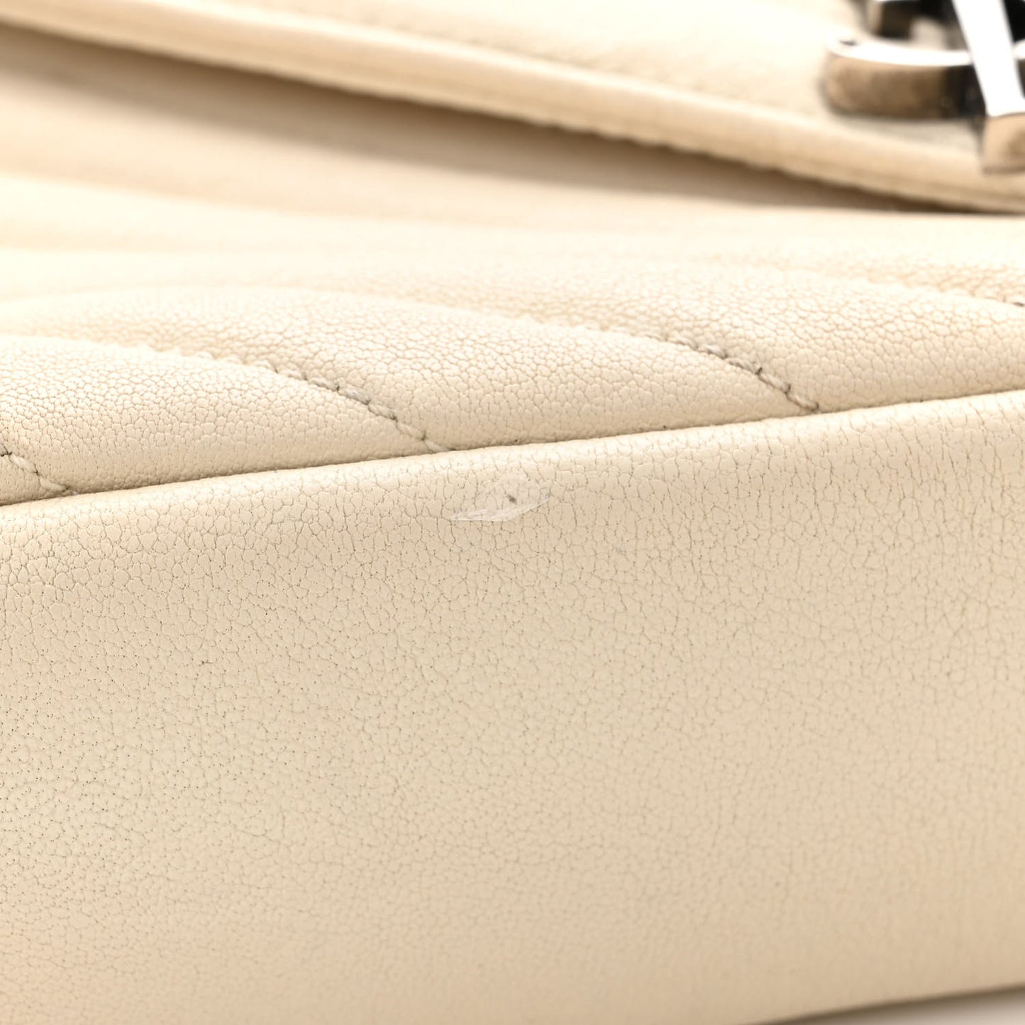 Sheepskin Matelasse Chevron Monogram Medium College Bag Dove White