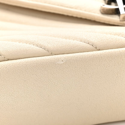 Saint Laurent Sheepskin Matelasse Chevron Monogram Medium College Bag Dove White 12 of 20