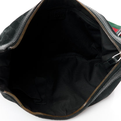 Gucci Monogram Web Medium Half Moon Hobo Black 5 of 11