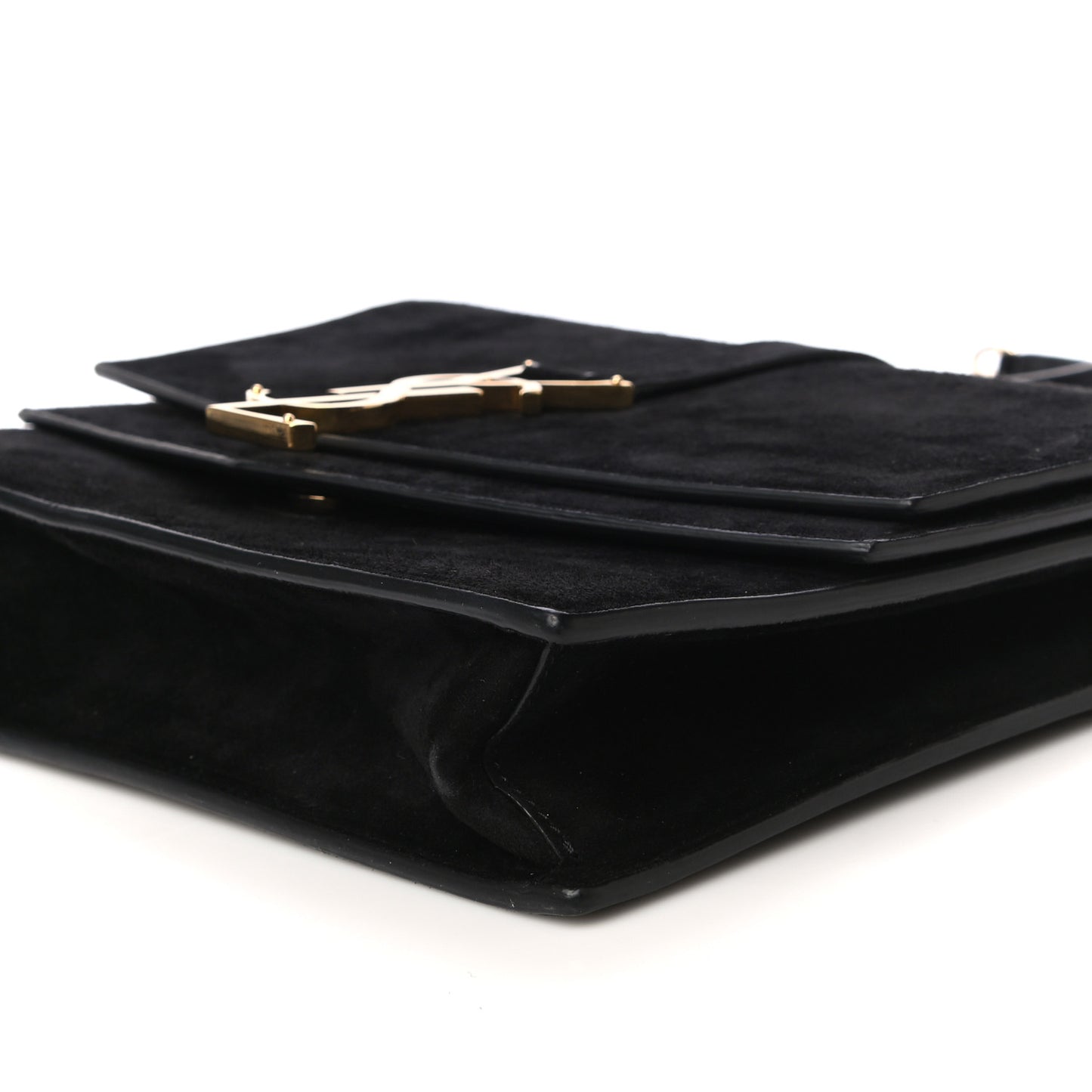 Suede Sulpice Monogram Medium Shoulder Bag Black