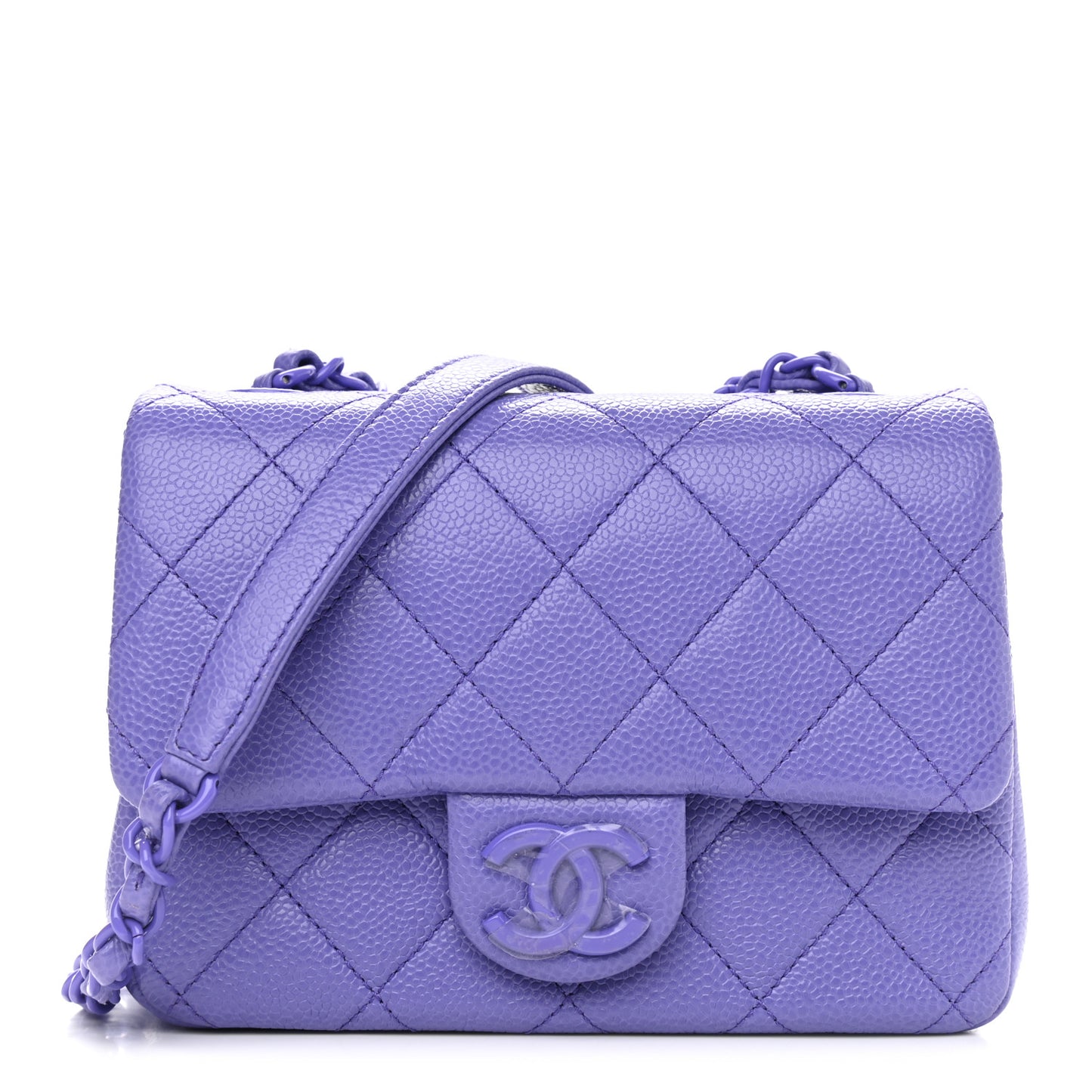 Caviar Quilted Incognito Mini Square Flap Purple