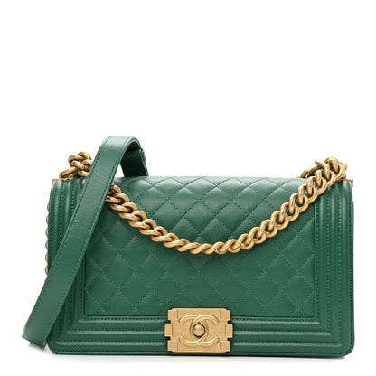 Chanel Caviar Quilted Medium Boy Flap Green 1 of 10