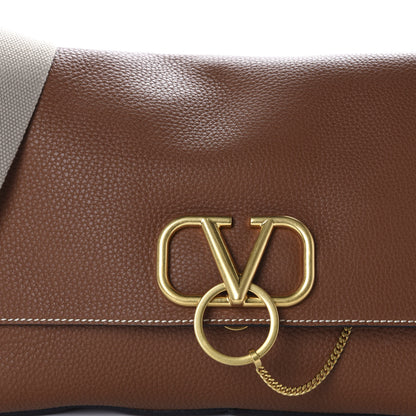 Valentino Garavani Grained Calfskin Large VRing Shoulder Bag Saddle Brown 9 of 9
