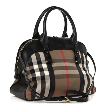 Burberry Derby Calfskin House Check Milverton Satchel Black 3 of 14