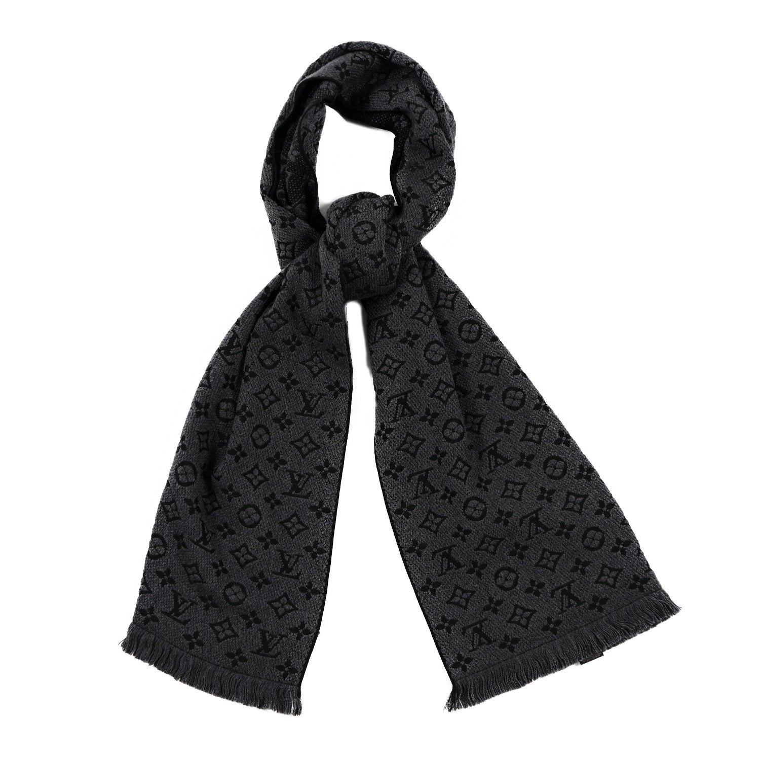 Louis Vuitton Wool Monogram Classic Scarf Charcoal Grey 1 of 3