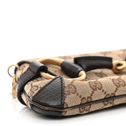 Gucci Monogram Horsebit Clutch Dark Brown 9 of 10