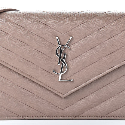 Saint Laurent Grain De Poudre Matelasse Chevron Monogram Envelope Chain Wallet Fard 9 of 12