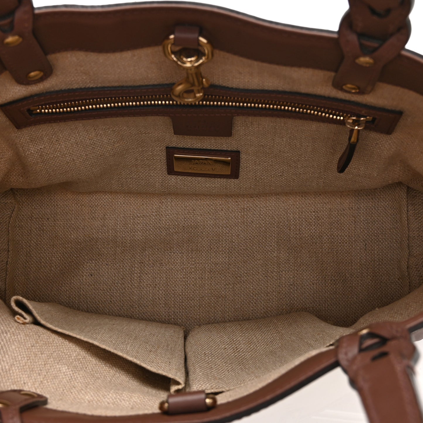 Canvas Calfskin Small Craft Tote Brown