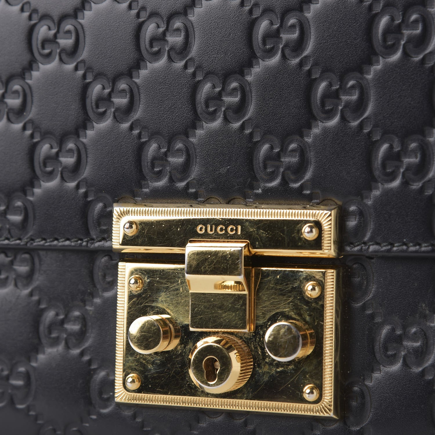 Gucci Guccissima Medium Padlock Shoulder Bag Black 9 of 10
