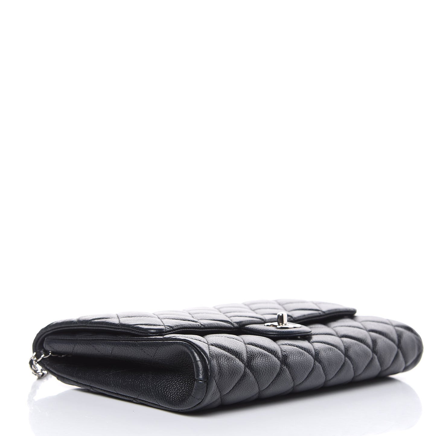 Caviar Quilted Clutch With Chain Flap Black
