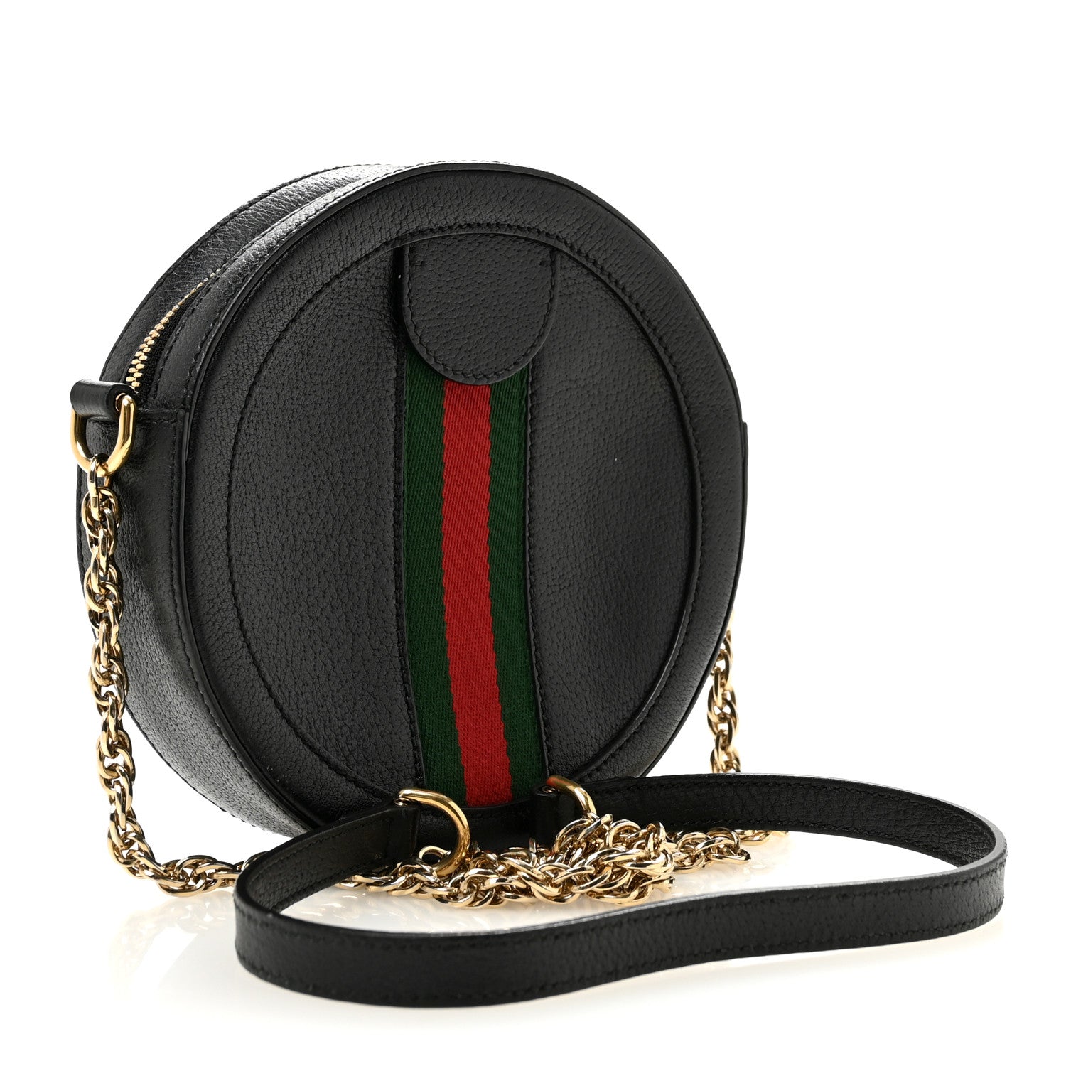 Gucci Grained Calfskin Web Mini Ophidia Round Shoulder Bag Black 3 of 12