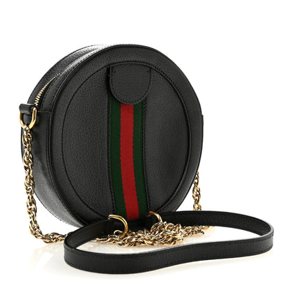 Gucci Grained Calfskin Web Mini Ophidia Round Shoulder Bag Black 3 of 12