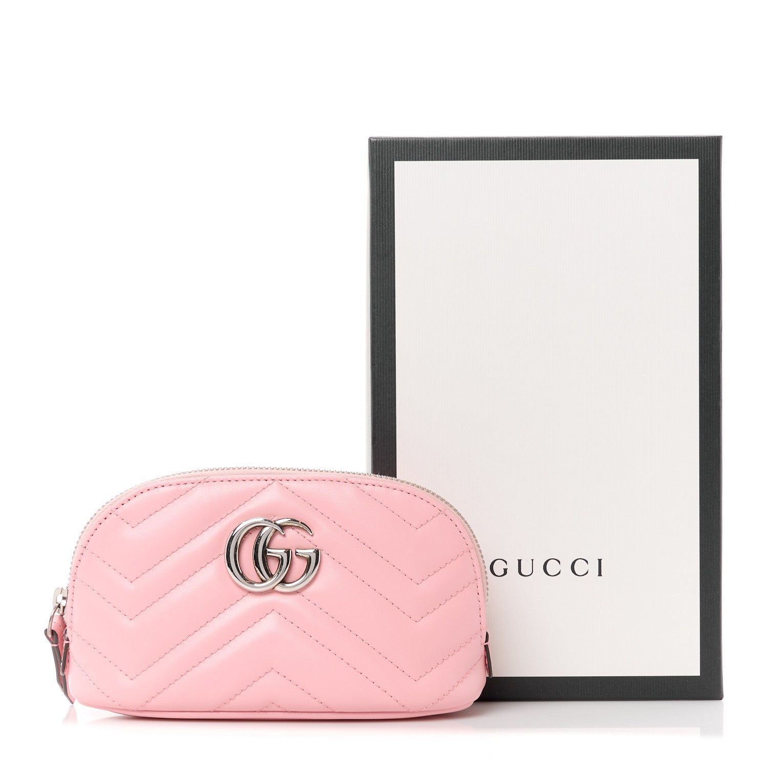 Gucci Calfskin Matelasse GG Marmont Pouch Cosmetic Case Wild Rose 11 of 11