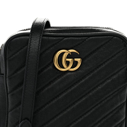 Gucci Azalea Calfskin Matelasse Diagonal Tall GG Marmont Crossbody Bag Black 7 of 11