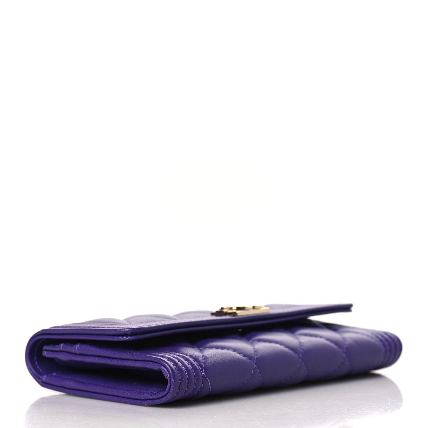 Lambskin Quilted Medium Boy Flap Wallet Purple