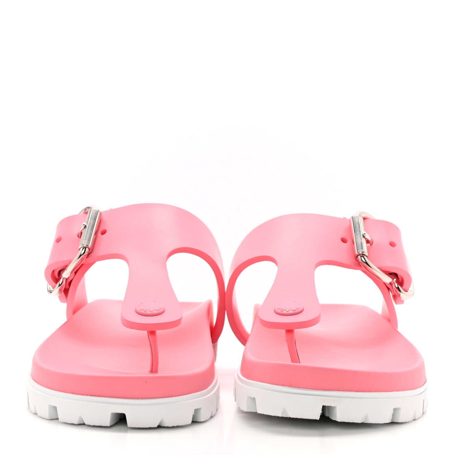 Prada EVA Rubber Buckled Lug Sole 20mm Thong Sandals 38 Begonia 2 of 9