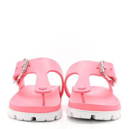 Prada EVA Rubber Buckled Lug Sole 20mm Thong Sandals 38 Begonia 2 of 9