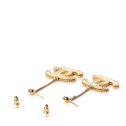 Chanel CC Drop Earrings Matte Gold 3 of 5