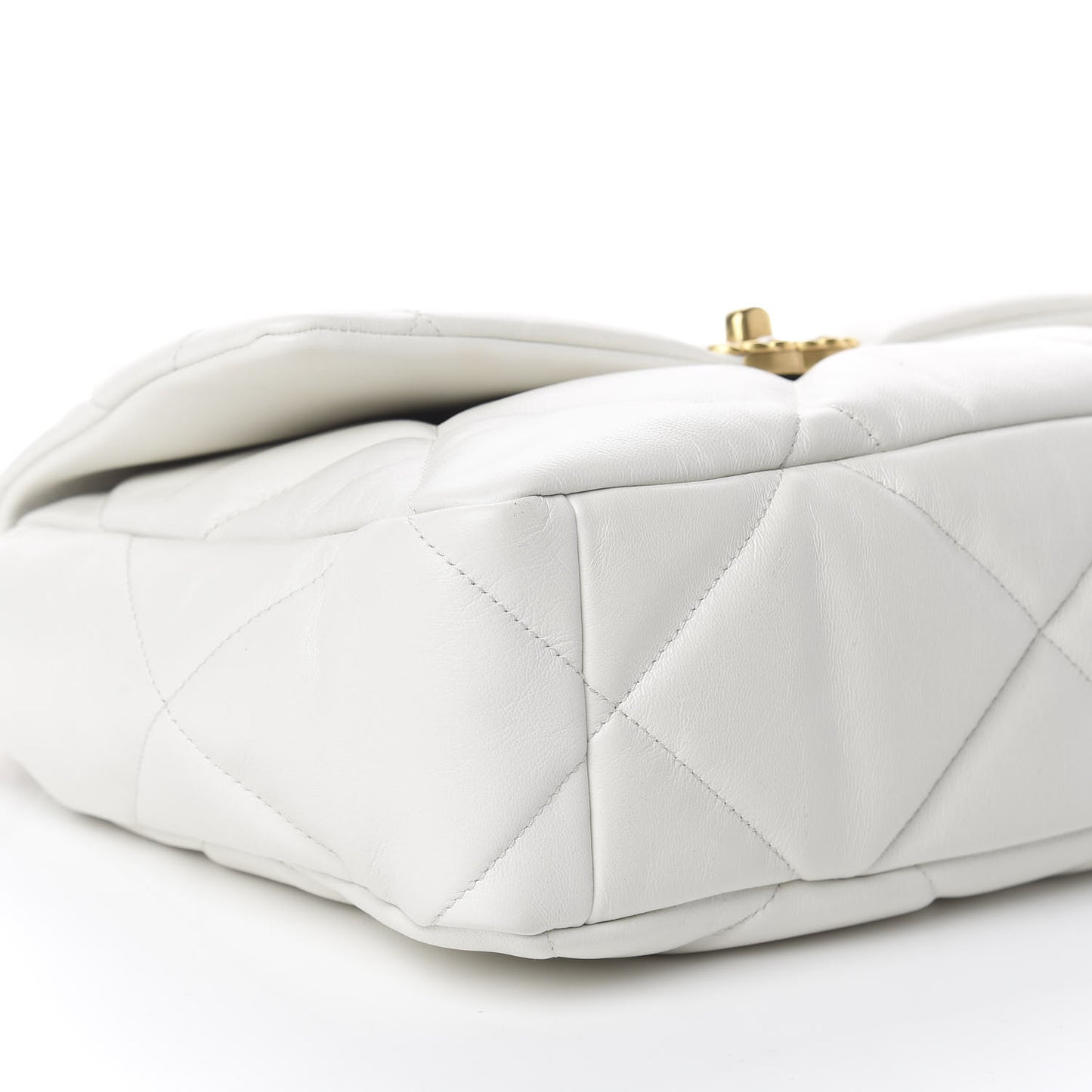 Lambskin Quilted Large 19 Flap Light White