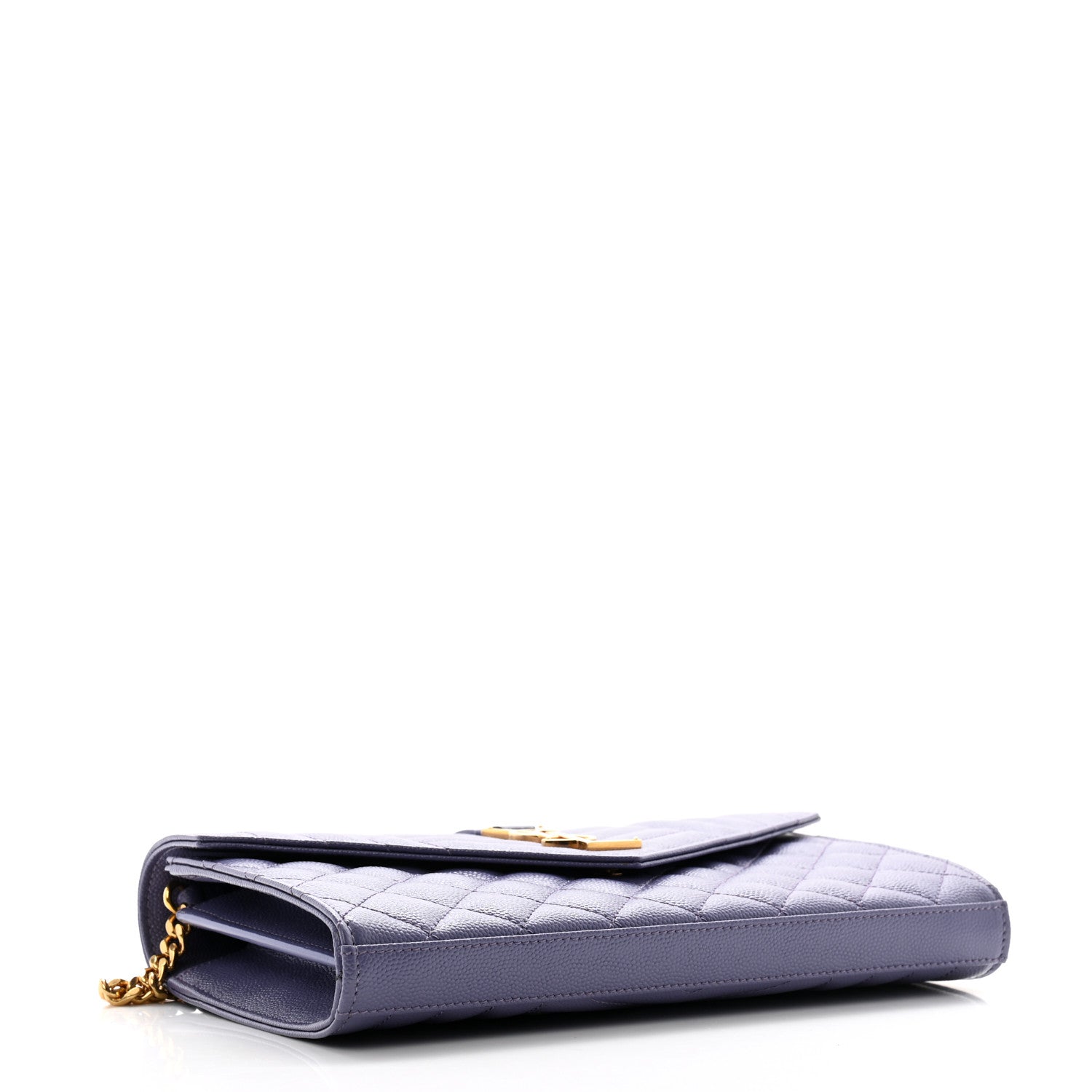 Saint Laurent Grain De Poudre Mixed Matelasse Triquilt Monogram Chain Wallet Mauve 4 of 13