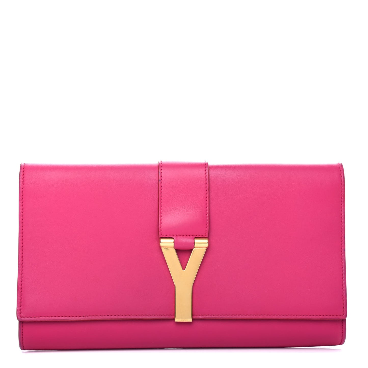Calfskin Classic Y Ligne Clutch Fuchsia