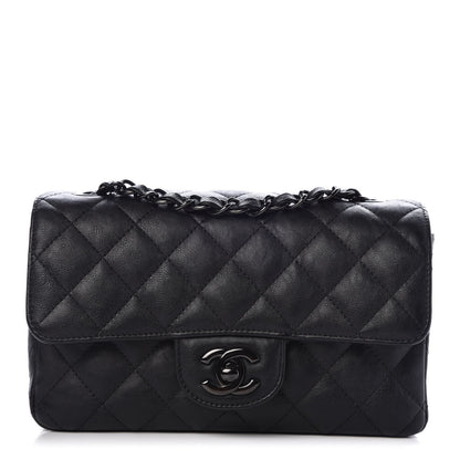 Chanel Crumpled Calfskin Quilted Mini Rectangular Flap So Black 1 of 8
