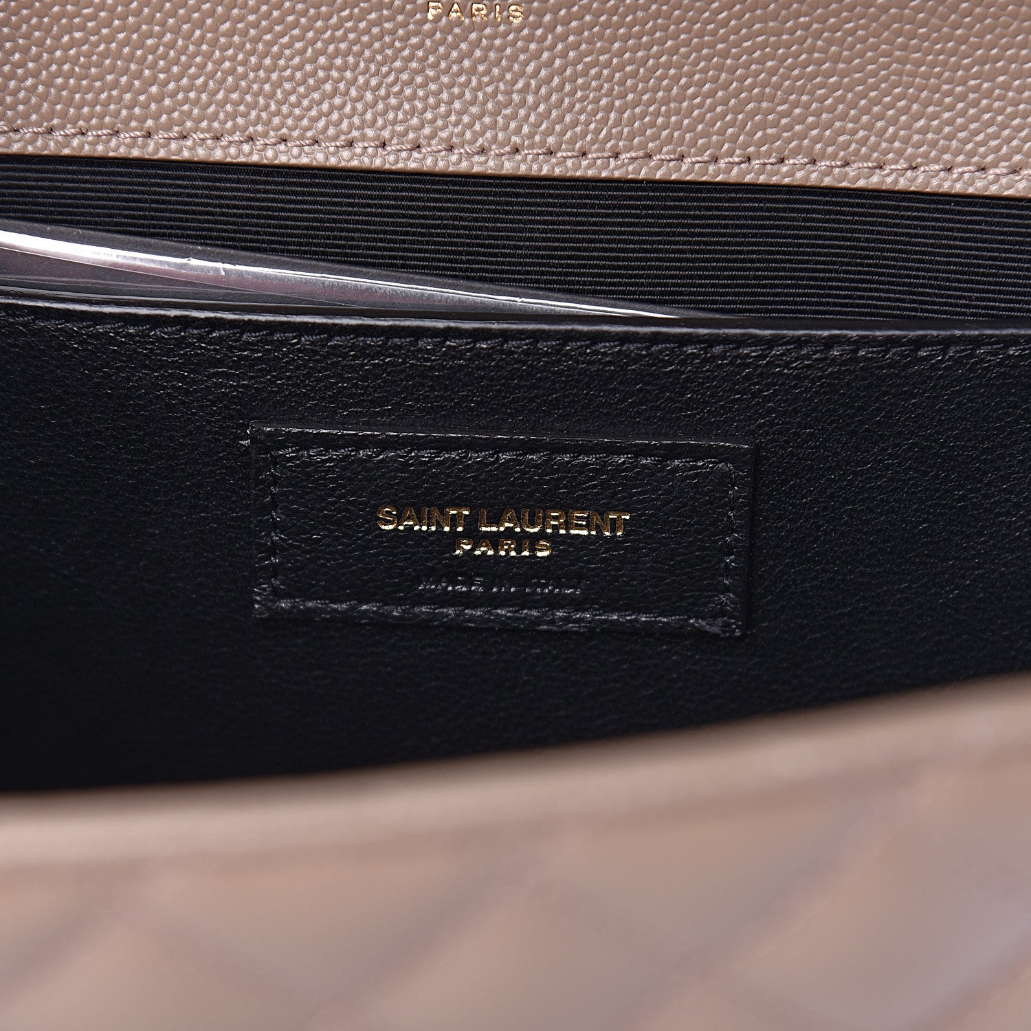Saint Laurent Grain De Poudre Textured Mixed Matelasse Medium Triquilt Monogram Satchel Taupe 7 of 10
