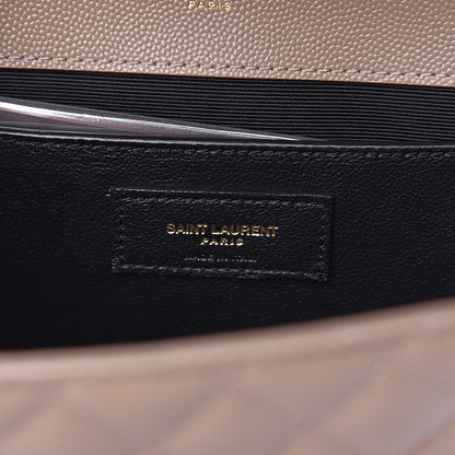 Saint Laurent Grain De Poudre Textured Mixed Matelasse Medium Triquilt Monogram Satchel Taupe 7 of 10