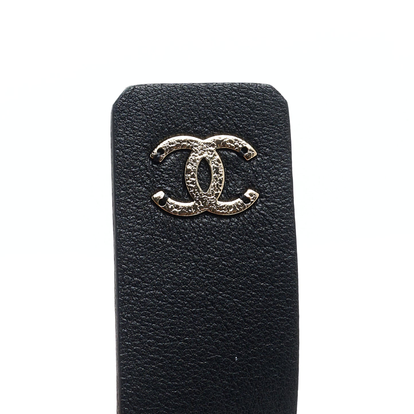 Lambskin Pearl CC Chain Belt L Black