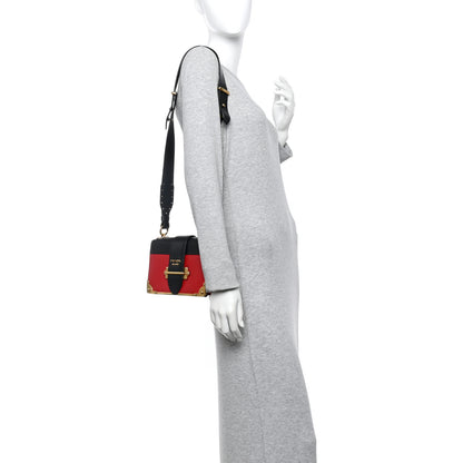 Prada City Calfskin Saffiano Cahier Bag Fuoco Black 2 of 14