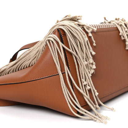 Loewe Smooth Calfskin Anagram Fringe Tote Tan 8 of 9