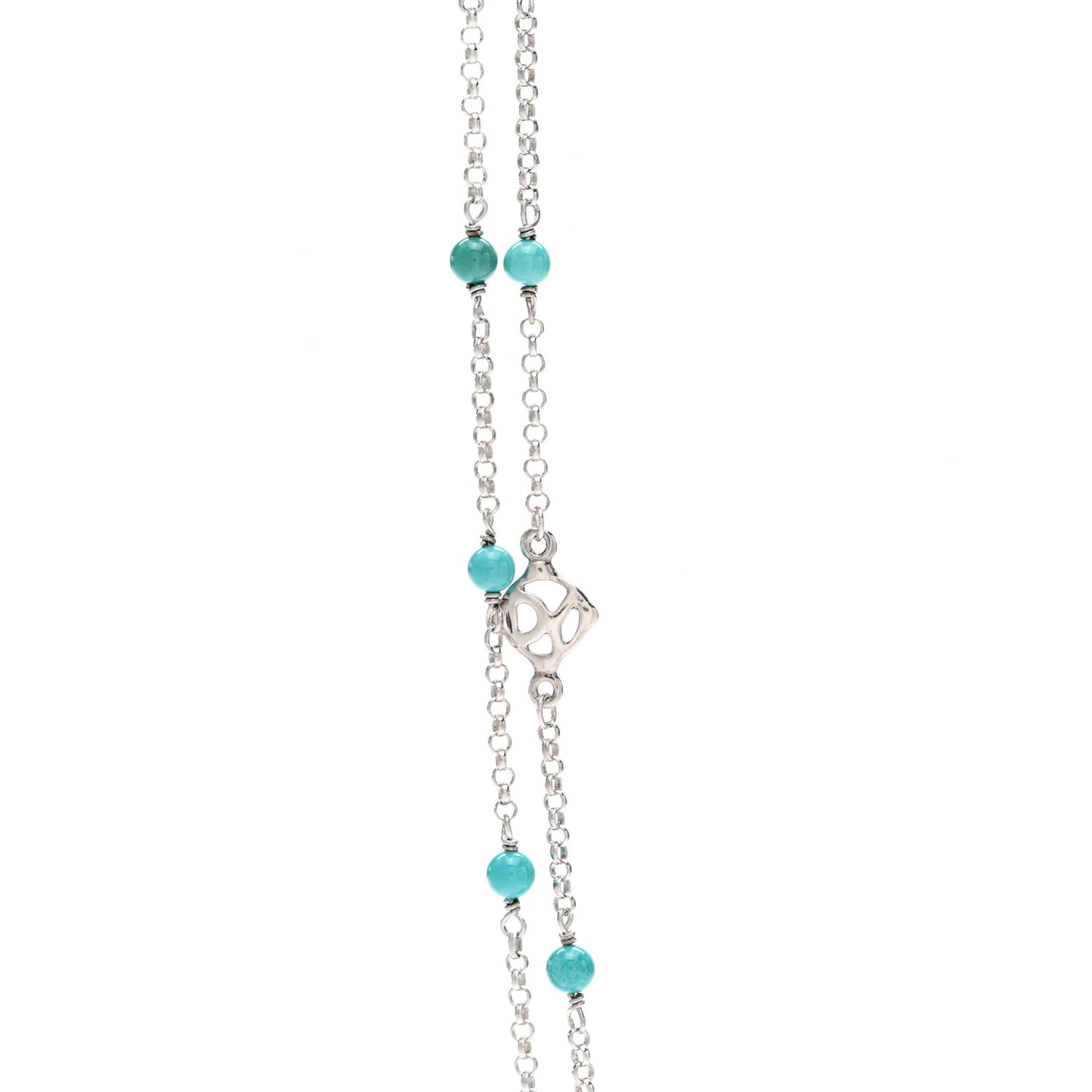 Sterling SIlver Turquoise Long Bead Station Necklace
