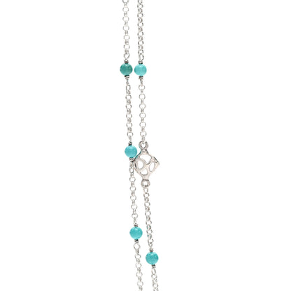 David Yurman Sterling SIlver Turquoise Long Bead Station Necklace 4 of 5
