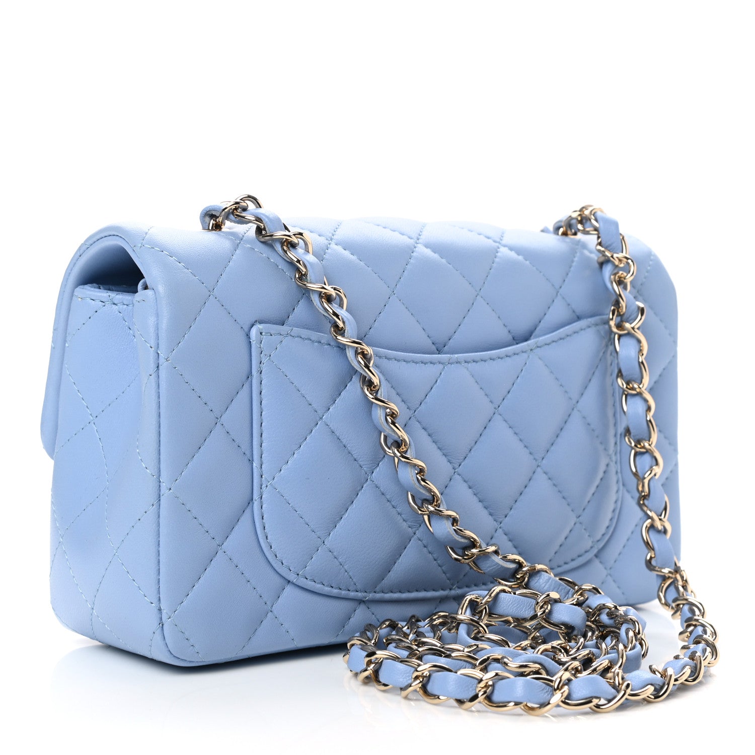 Chanel Lambskin Quilted Mini Rectangular Flap Light Blue 3 of 10
