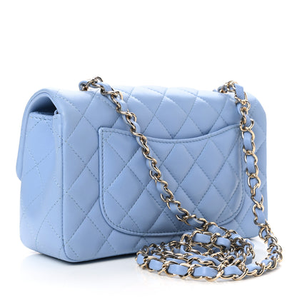 Chanel Lambskin Quilted Mini Rectangular Flap Light Blue 3 of 10