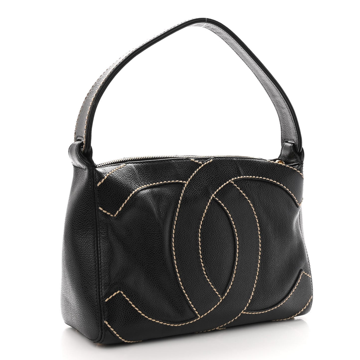 Caviar CC Stitched Medium Hobo Black