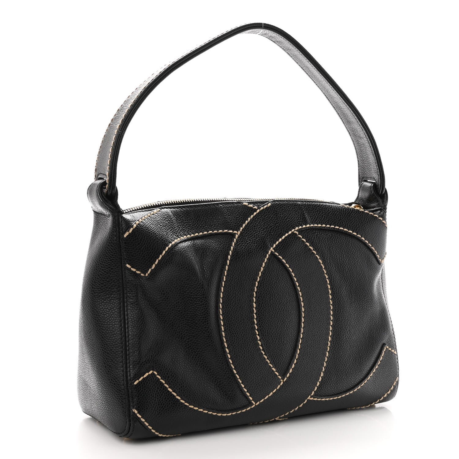 Chanel Caviar CC Stitched Medium Hobo Black 2 of 9