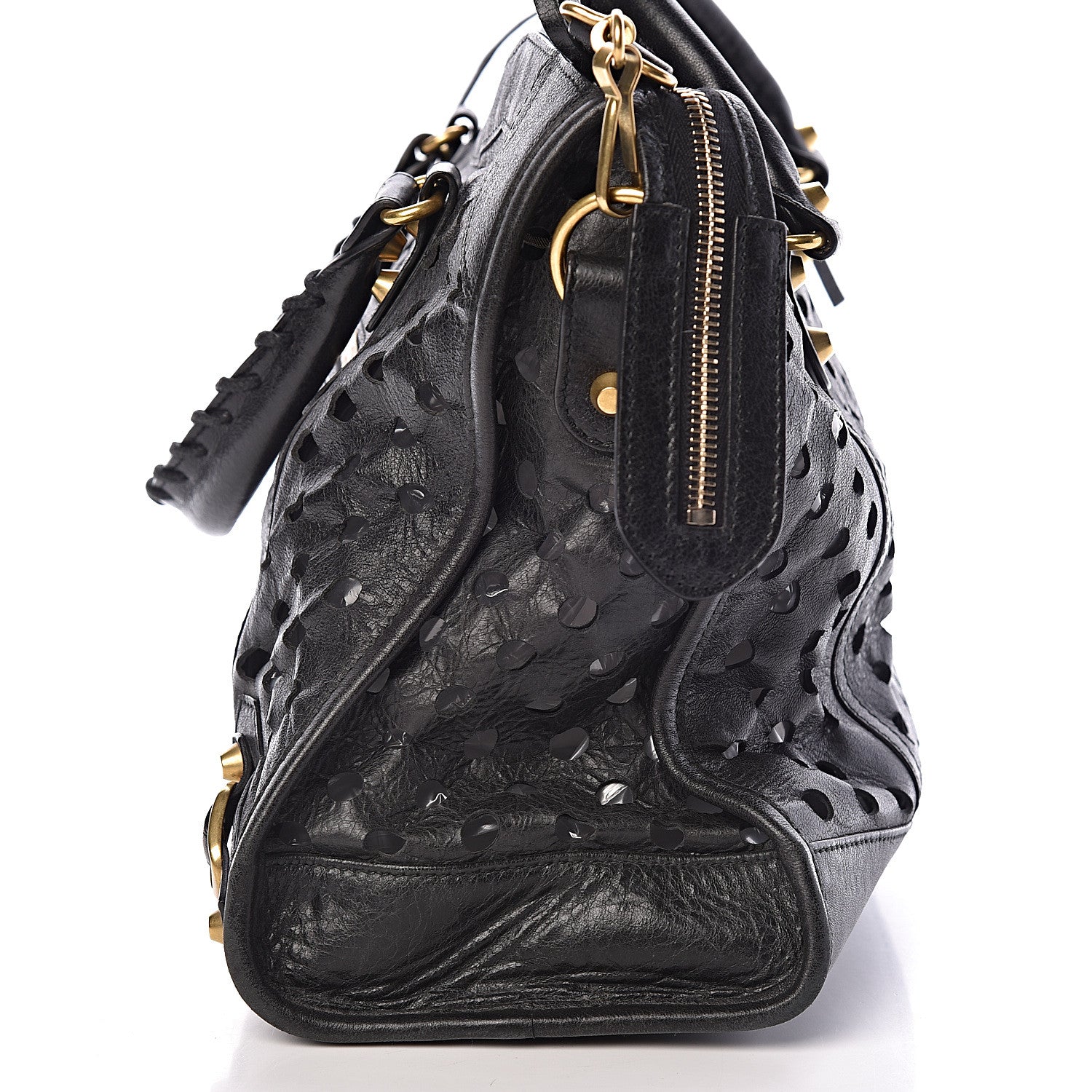 Balenciaga Agneau Classic Hardware Perforated Dot City Black 16 of 17