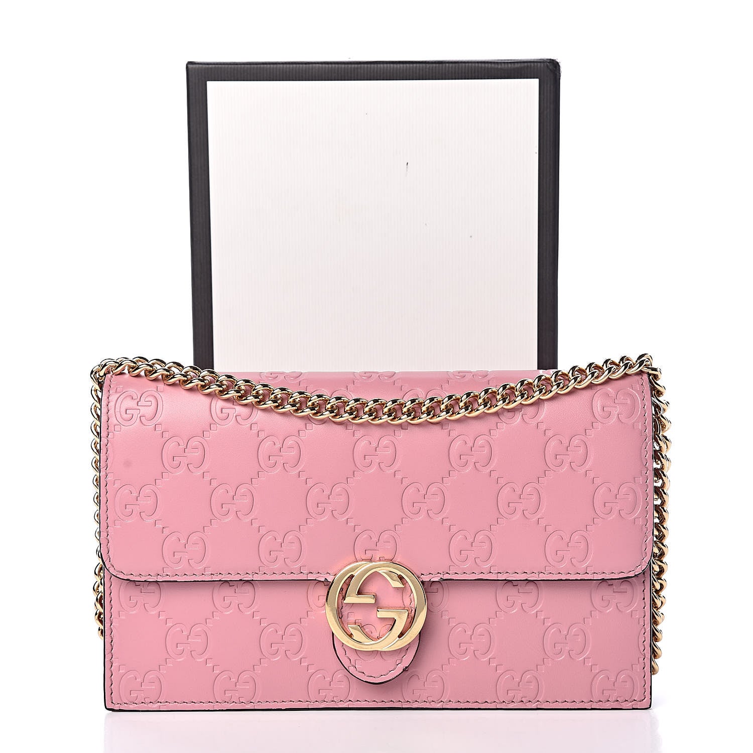 Gucci Guccissima Icon Chain Wallet Carmine Rose 11 of 11