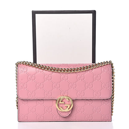 Gucci Guccissima Icon Chain Wallet Carmine Rose 11 of 11