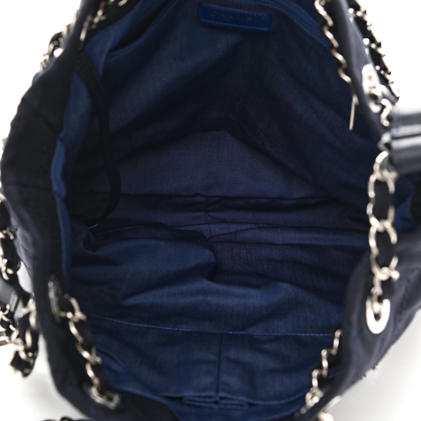 Canvas Quilted La Pausa Large Shopping Tote Navy