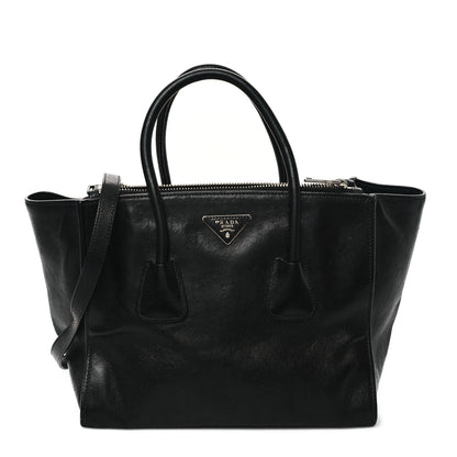 Prada Glace Calf Twin Pocket Tote Black 1 of 12