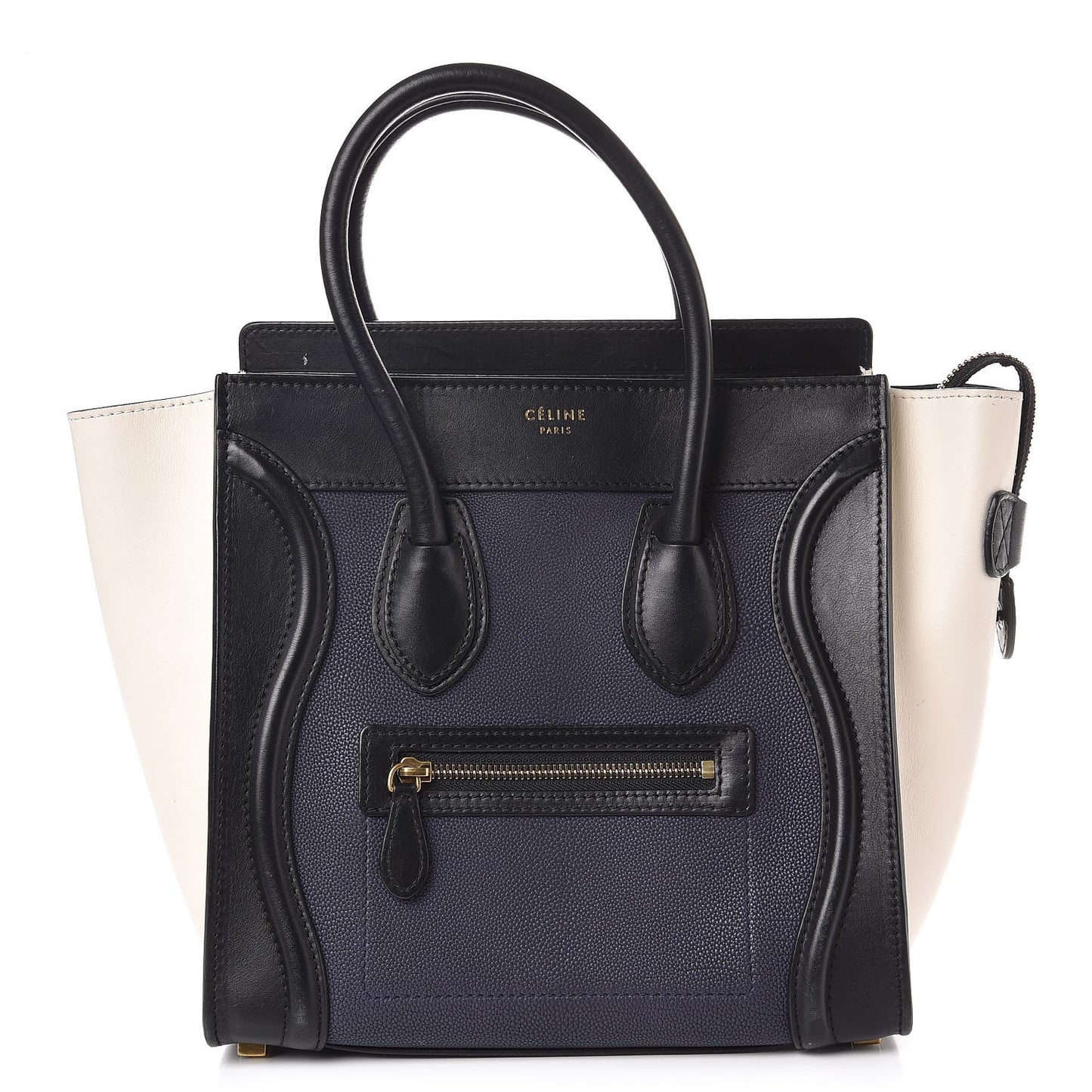 Textured Calfskin Micro Tri-Color Luggage Navy Blue