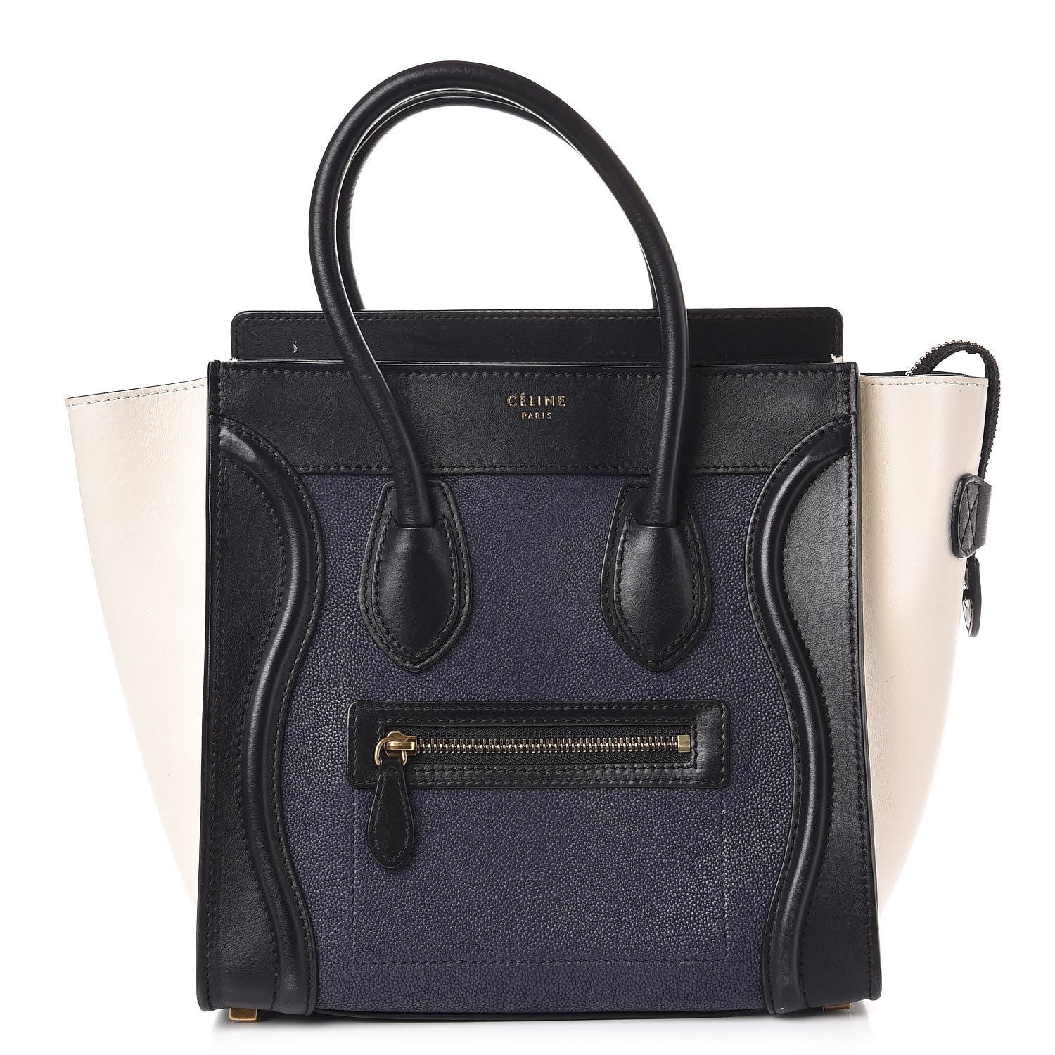 Celine Textured Calfskin Micro Tri-Color Luggage Navy Blue 1 of 10