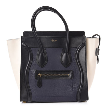 Celine Textured Calfskin Micro Tri-Color Luggage Navy Blue 1 of 10