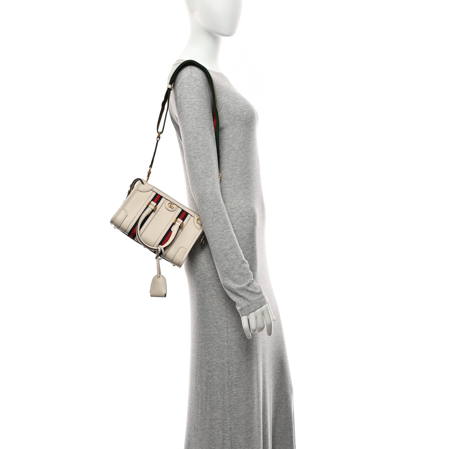 Gucci Koi Calfskin Web Mini Bauletto Duffle Top Handle Bag Mystic